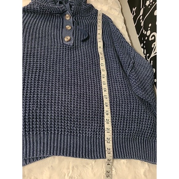 Natural Reflections Sweater Hoodie Womens Size Large Blue Knit Fall Winter - Picture 9 of 10